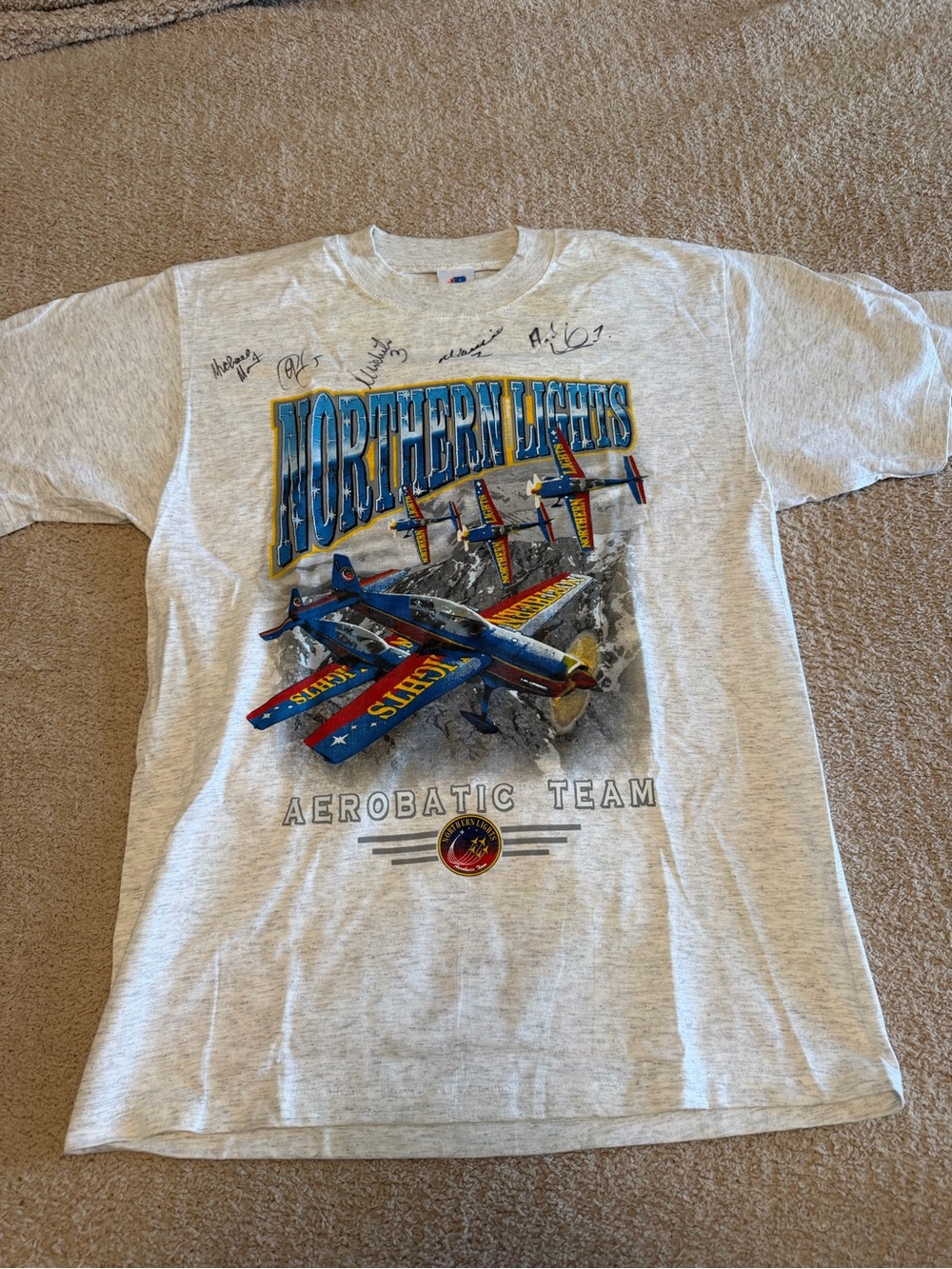 Vintage Northern Lights Aerobatic Team T-Shirt Signed Size Medium